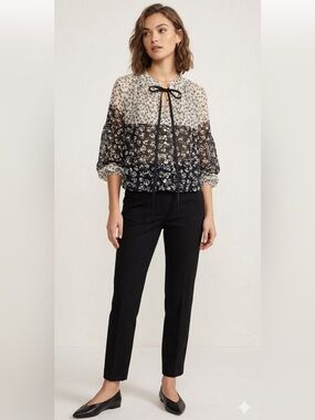 Joie Caillie || Woman’s Black White, long sleeves Boho Blouse  size Medium